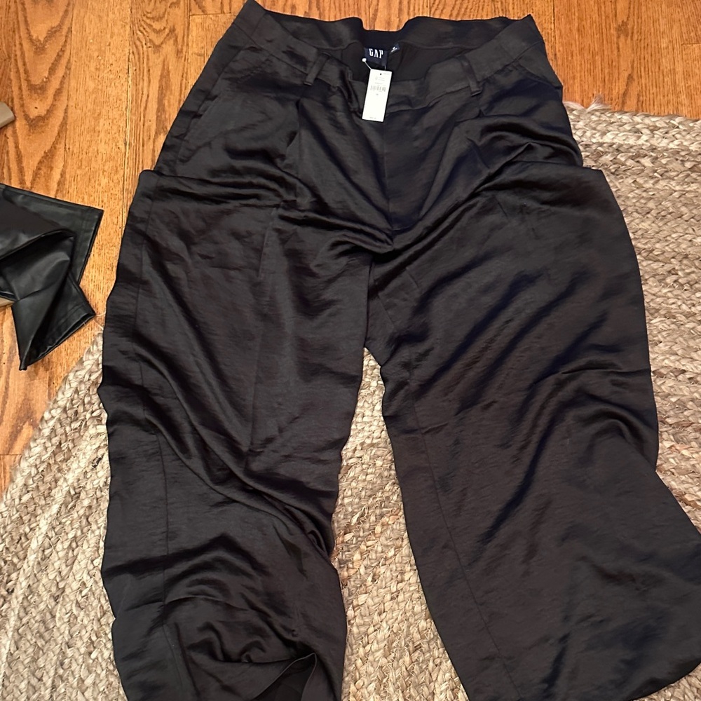 GAP Black Satin Wide-Leg Pants